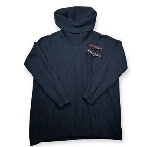 Ellen Tracy Sweater Size S 100% Extra Fine Merino‎ Wool Blue Turtle Neck